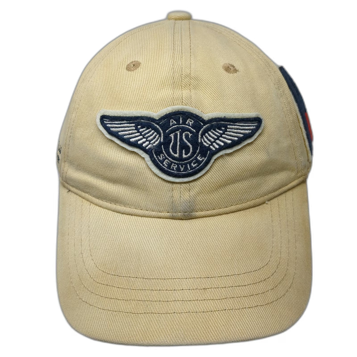 Red Canoe Baseball Cap Beige One Size US Air Service Jet Blast Warning Hat