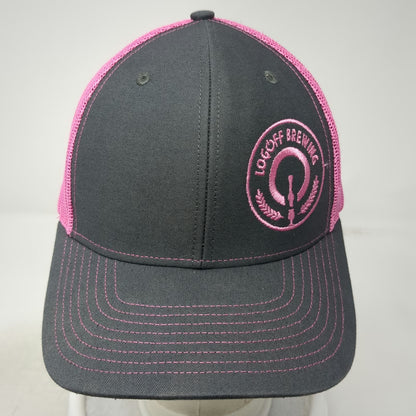 Richardson Trucker Hat Gray Pink One Size Logoff Brewing Mesh Back Snapback