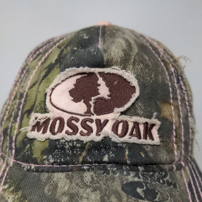 Mossy Oak Women's Strapback Hat Camo Pink Size OSFA Embroidered Logo Distressed