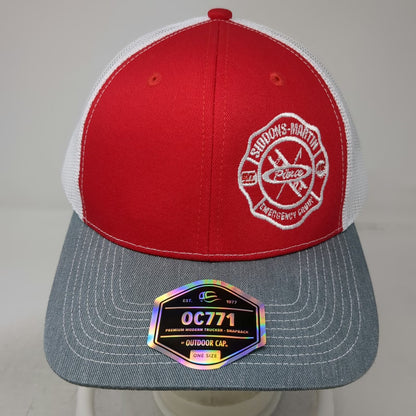 Outdoor Cap Trucker Hat Red White Gray One Size Mesh Snapback Firefighter Pierce