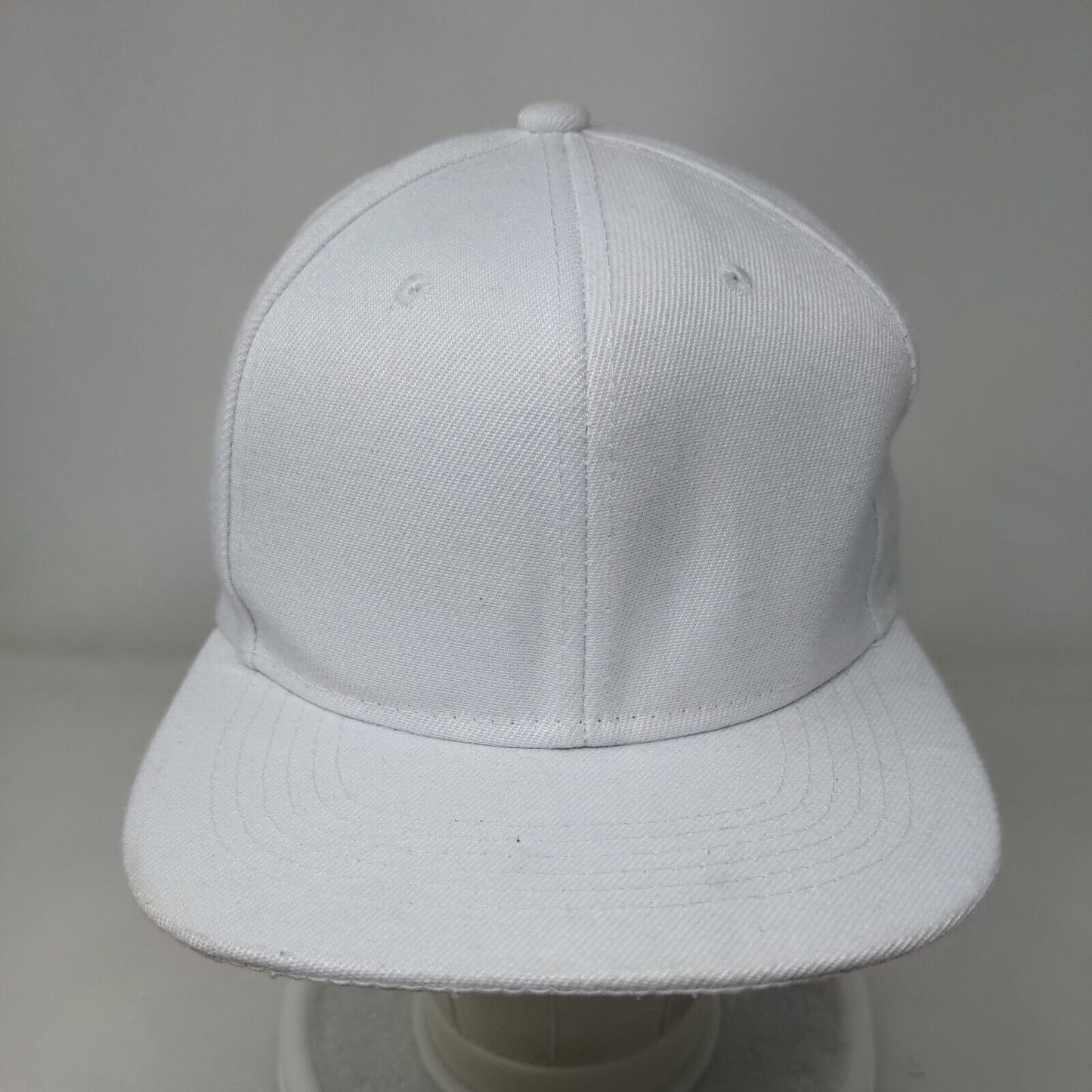 Unbranded Snapback Hat White One Size Adjustable Solid Blank 6 Panel