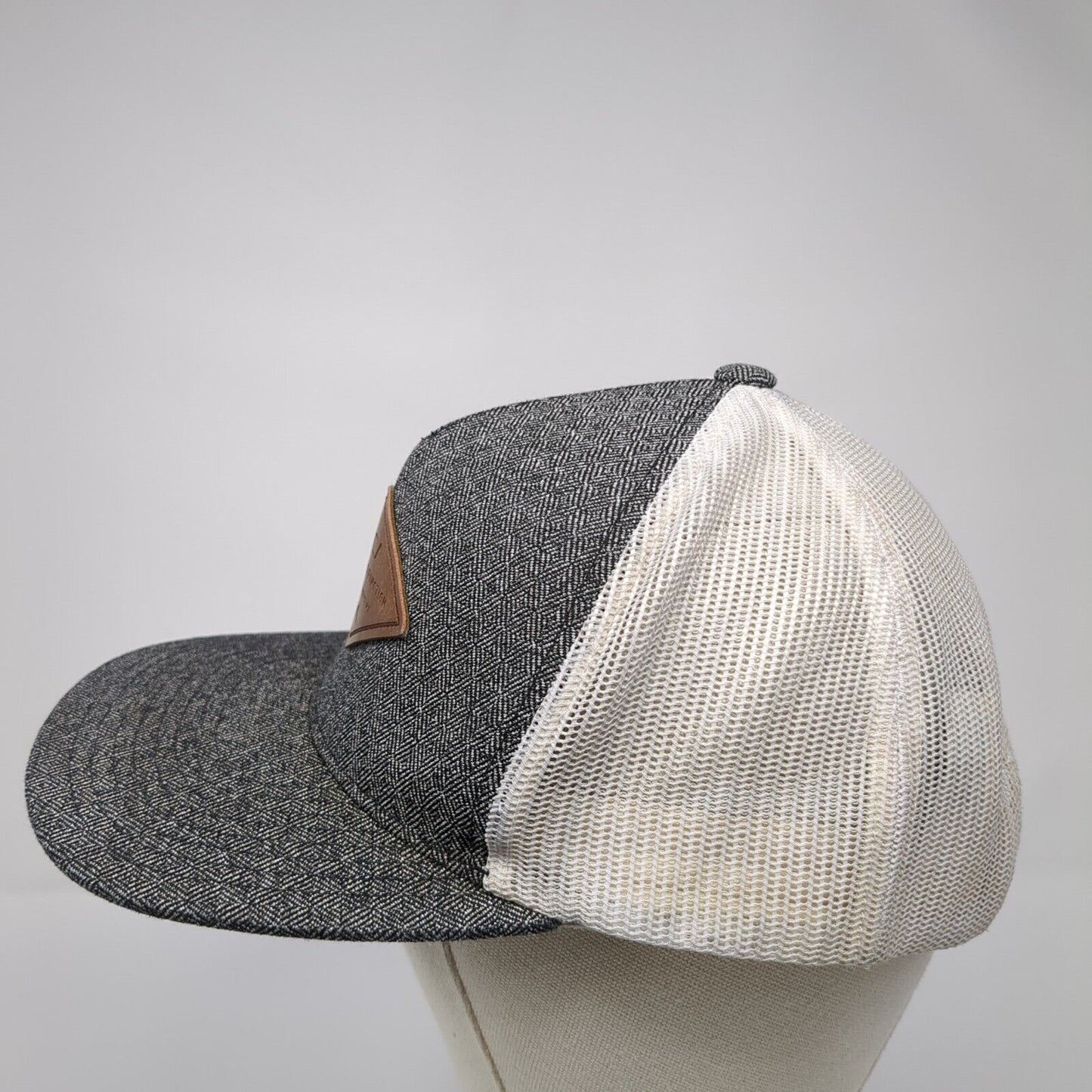 RVCA Quality And Function Snapback Trucker Hat Gray One Size Mesh Back