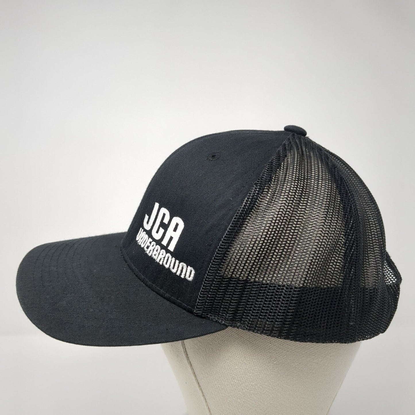 JCA Underground Snapback Trucker Hat Black One Size Mesh Back Yupoong