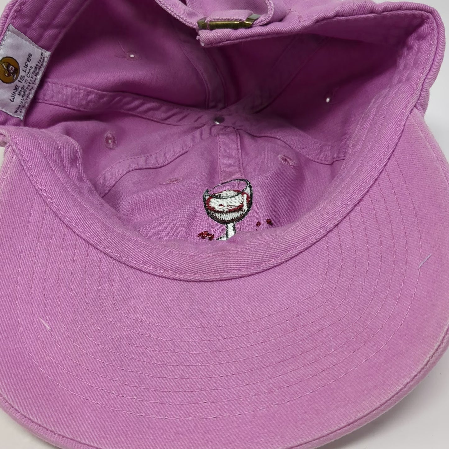 The Mountain Baseball Cap Pink One Size Liquid Happiness Wine Is Life Logo Hat
