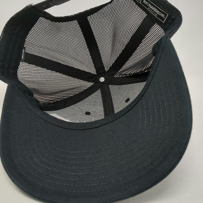 Richardson Trucker Hat Black One Size Petra American Flag Logo Mesh Snapback