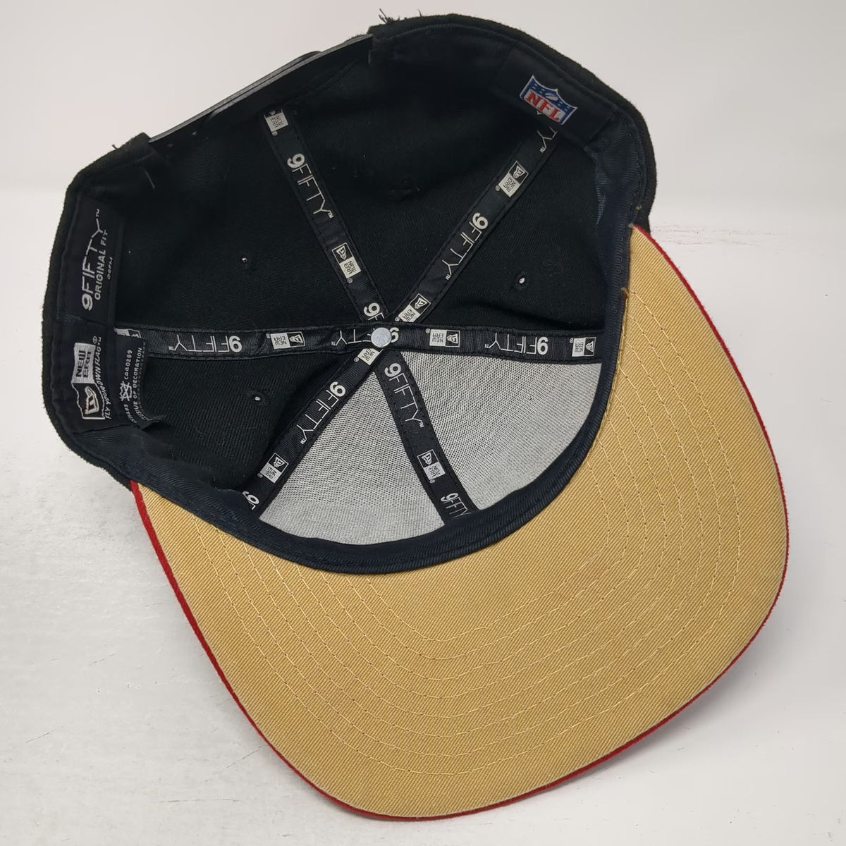 New Era NFL San Francisco 49ers Snapback Hat Black Red One Size Gold Undervisor