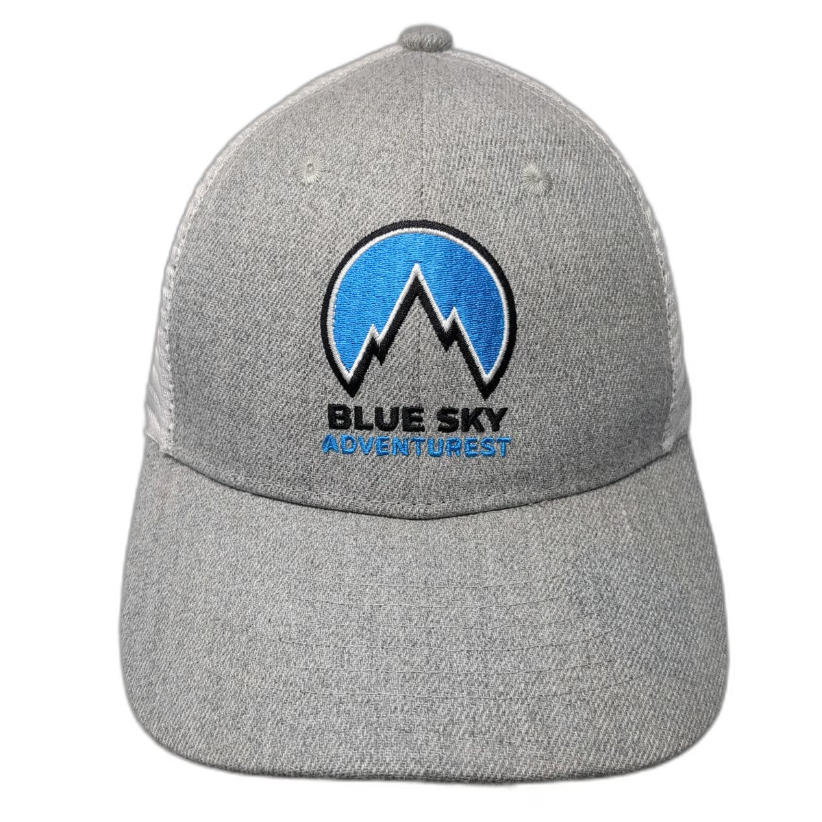 Blue Sky Adventurest Mountain Logo Gray Trucker Hat One Size Mesh Snapback