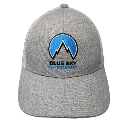 Blue Sky Adventurest Mountain Logo Gray Trucker Hat One Size Mesh Snapback