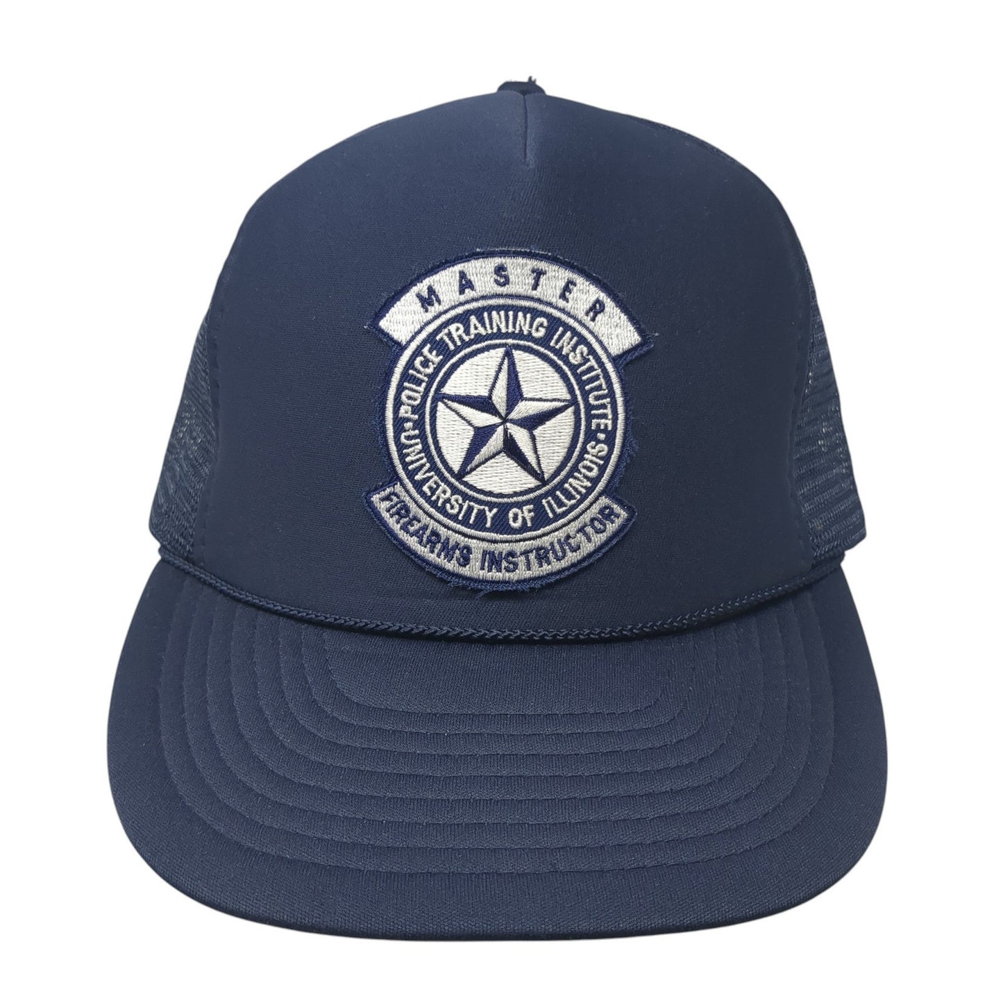 Police Training Institute Snapback Rope Trucker Hat Blue One Size Mesh Back