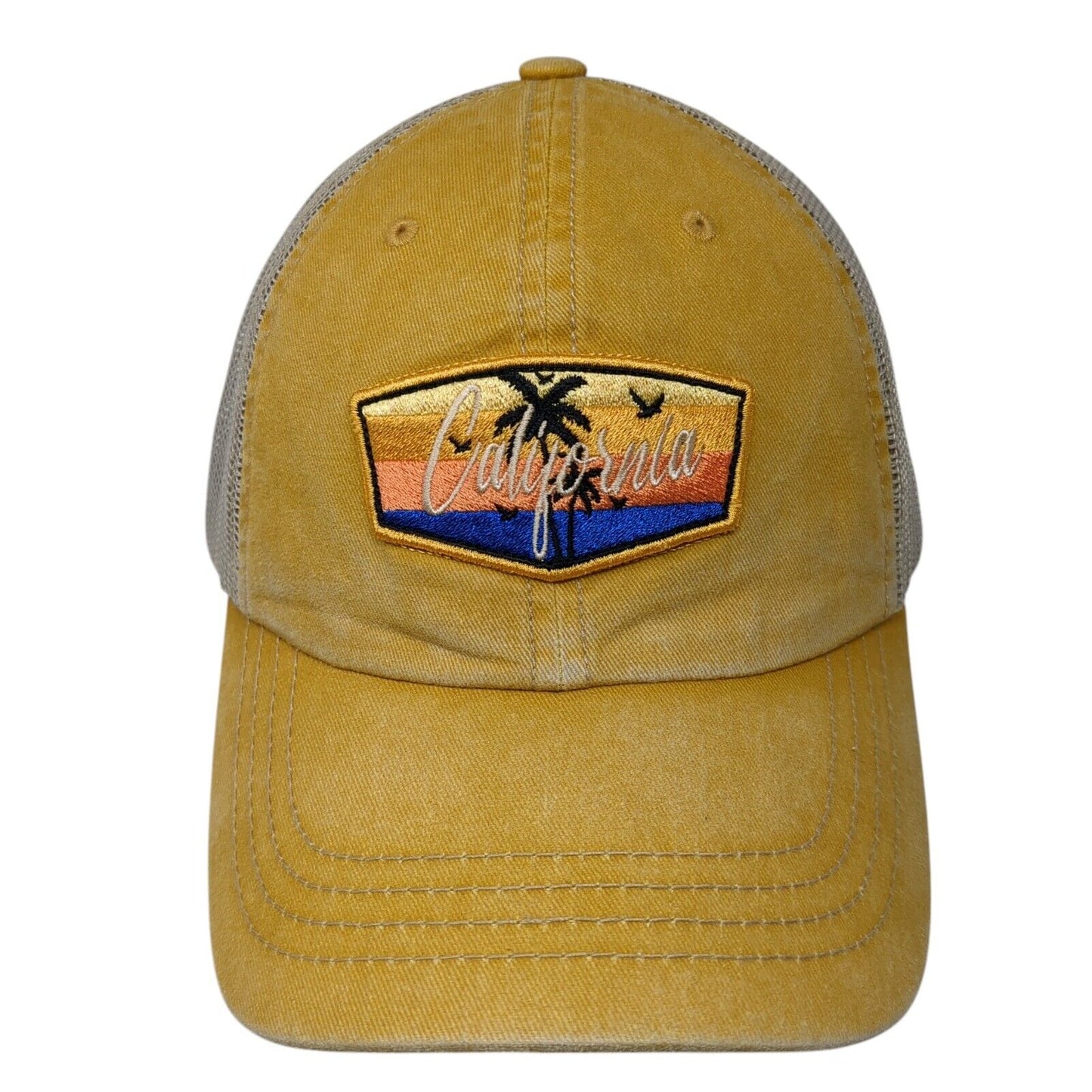 California Slideback Trucker Hat Yellow One Size Adjustable Mesh Back 6 Panel
