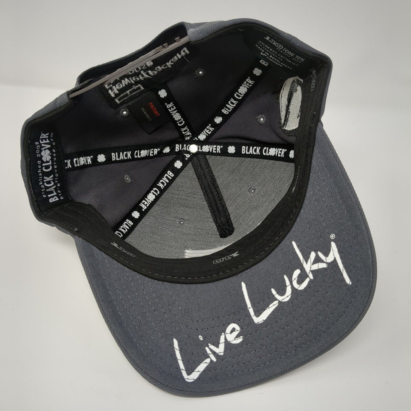 Live Lucky Flag Snapback Hat Gray OSFA CompuNet Black Clover Flexfit 110