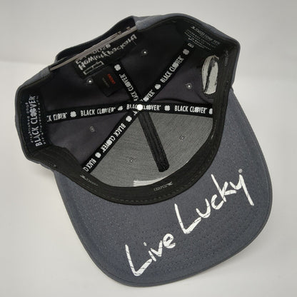 Live Lucky Flag Snapback Hat Gray OSFA CompuNet Black Clover Flexfit 110