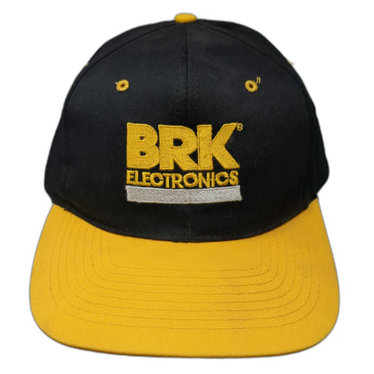 Nissun Snapback Hat Black Yellow OS BRK Electronics Embroidered Logo 2-Tone