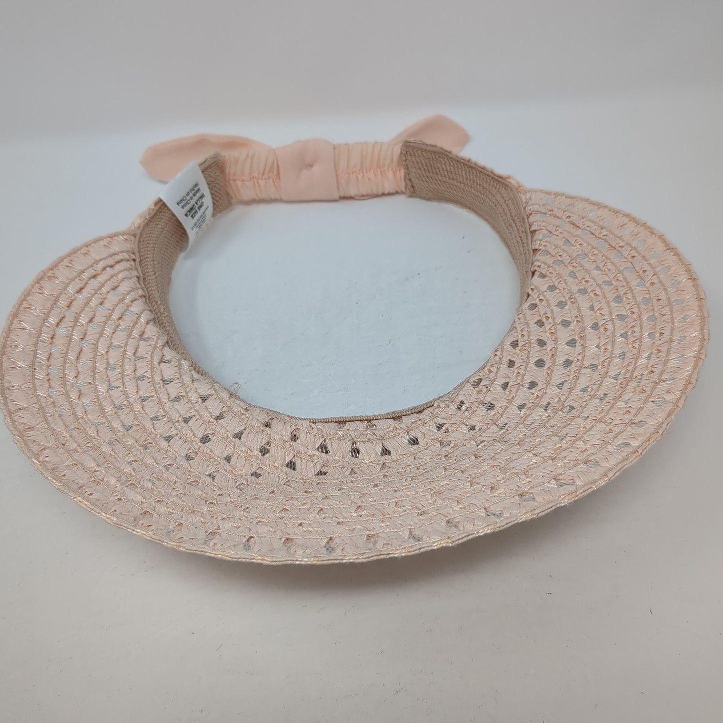 Unbranded Sun Visor Straw Hat Pink One Size Adjustable Bow Tie Lightweight