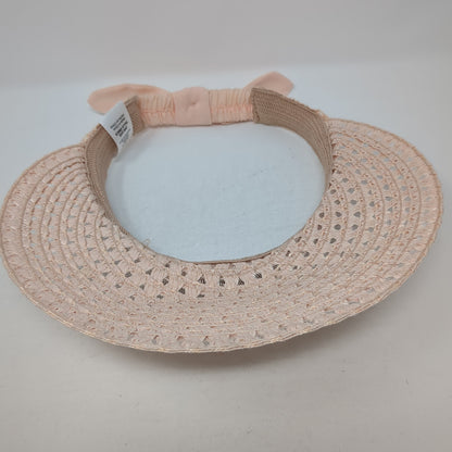 Unbranded Sun Visor Straw Hat Pink One Size Adjustable Bow Tie Lightweight