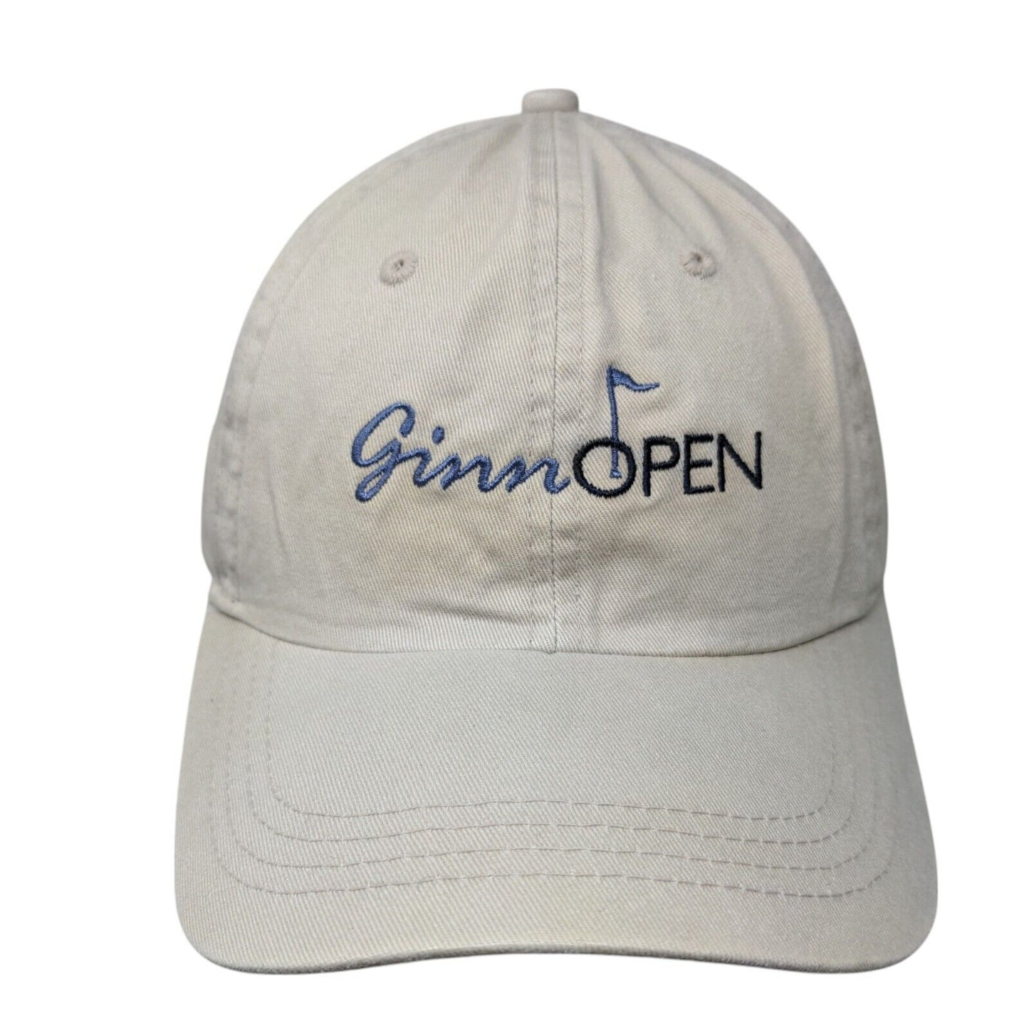 Ginn Open Slideback Hat Tan One Size Classic Cut Embroidered Ahead Vintage