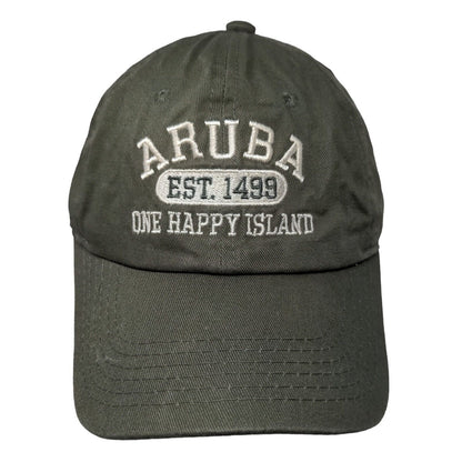 Aruba One Happy Island Est. 1499 Slideback Hat Green One Size Embroidered Cotton