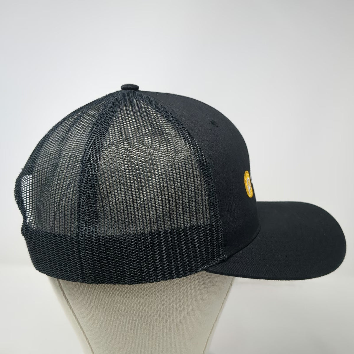 Richardson Trucker Hat Black One Size Pallmann Mesh Back Snapback Yellow White