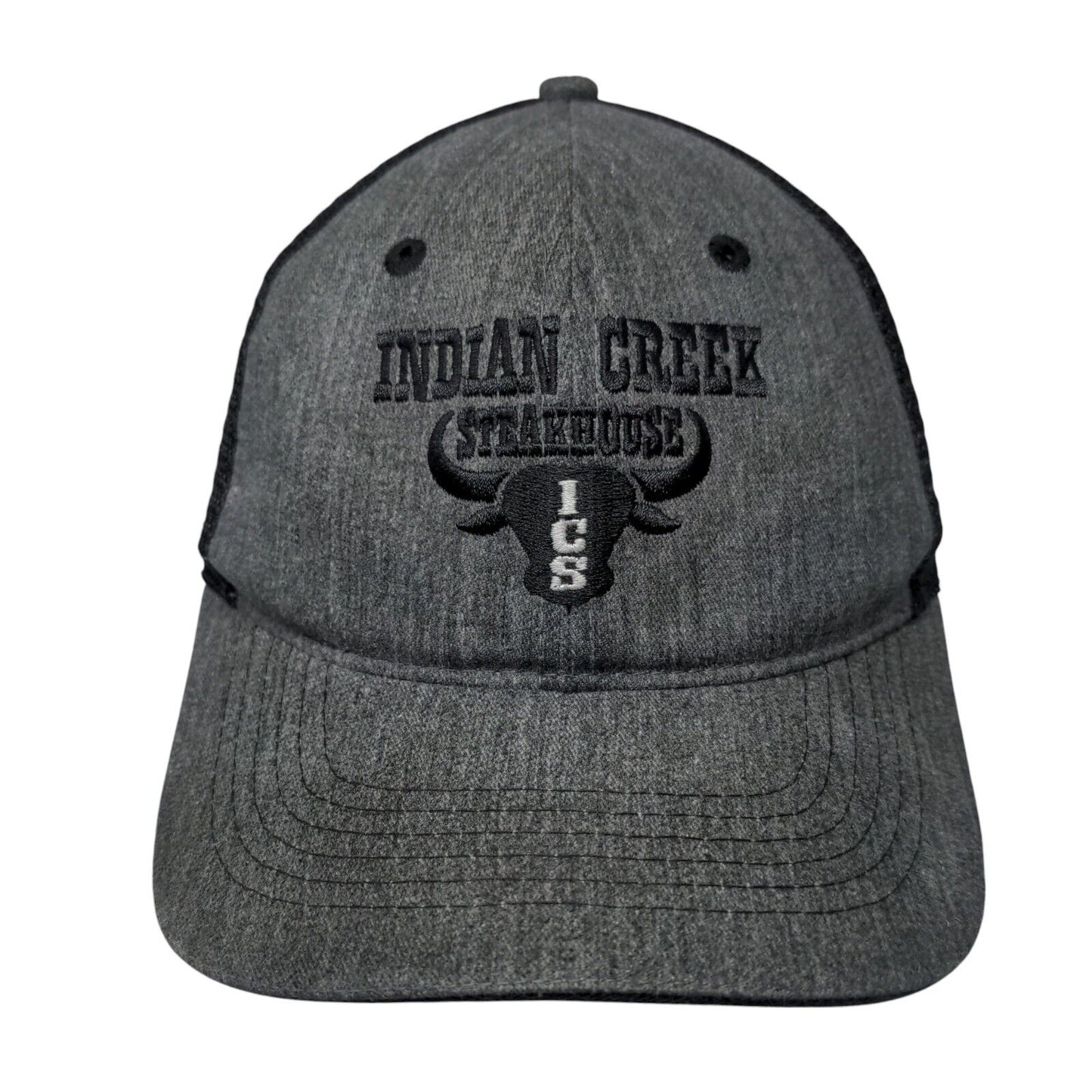 Indian Creek Steakhouse ICS Snapback Trucker Hat Gray OS Mesh Back Buck's Bag