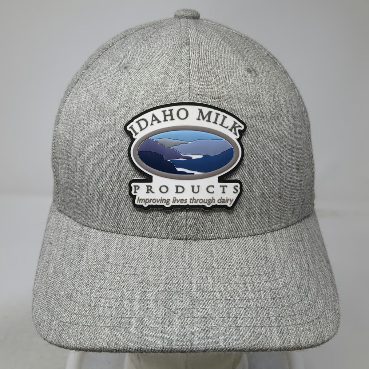 Branded Bills Baseball Cap Gray M Idaho Milk Products Patch Flexfit Fitted Hat