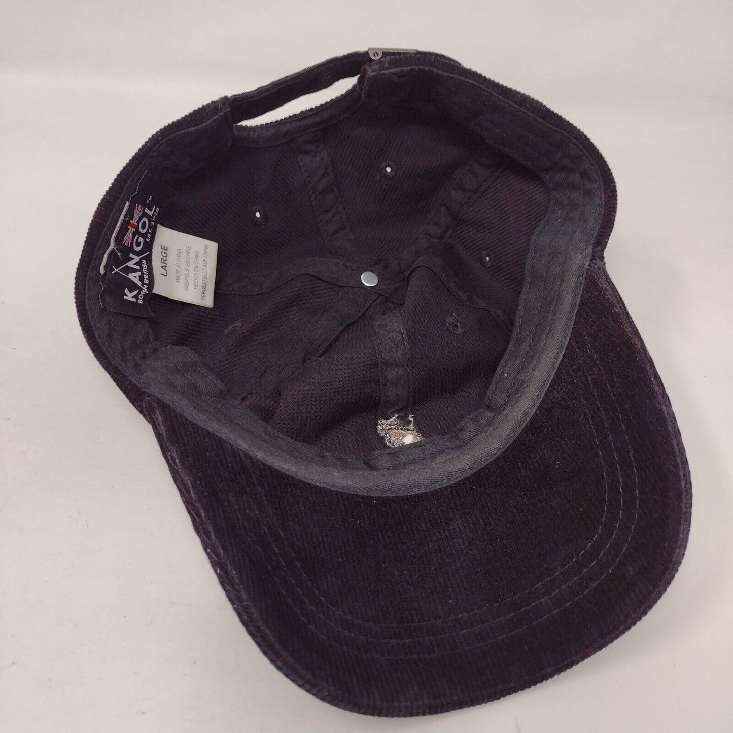 Kangol Slideback Hat Black Size L Corduroy Hat Cotton Blend Embroidered Logo