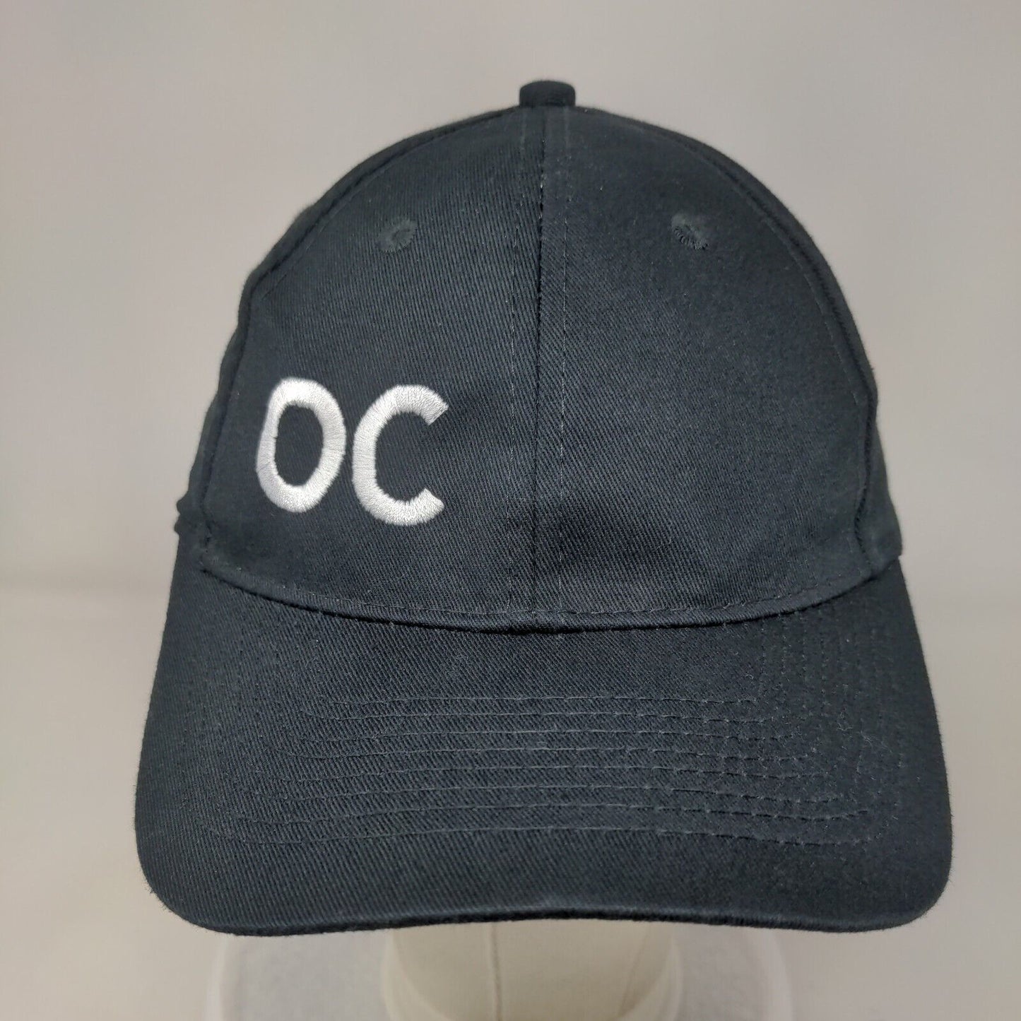 OC Strapback Hat Black One Size Adjustable Embroidered 6 Panel Port & Company