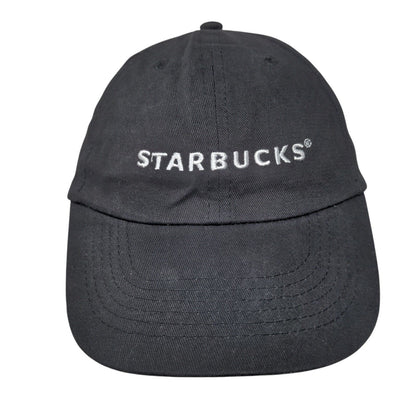 Starbucks Strapback Hat Black OSFA Employee Uniform Solid Vent Holes