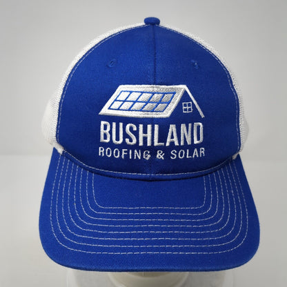 Bushland Roofing & Solar Snapback Trucker Hat Blue OS Mesh Back Port Authority