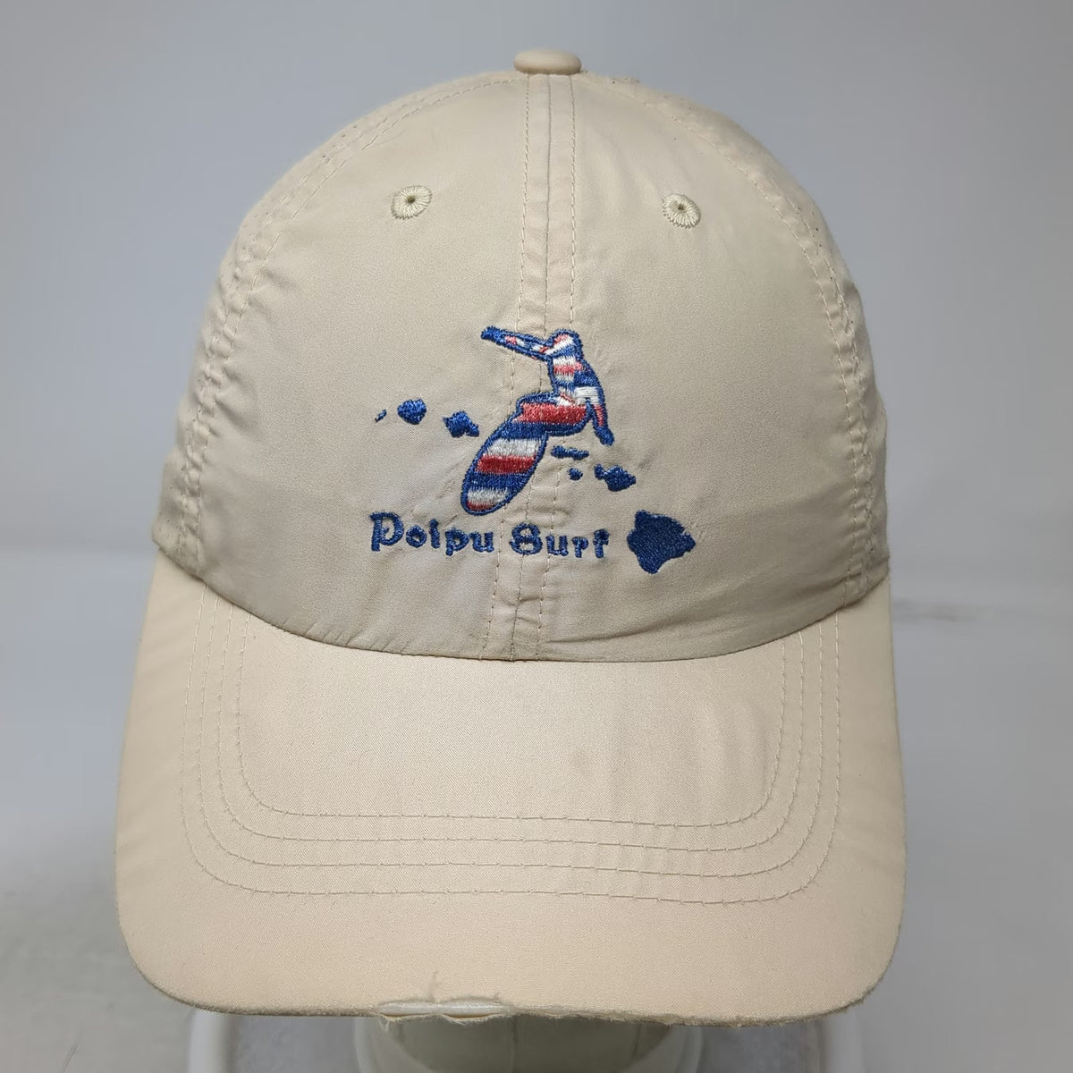 Port Authority Baseball Cap Beige One Size Poipu Surf Hawaii Mesh Breathable Hat
