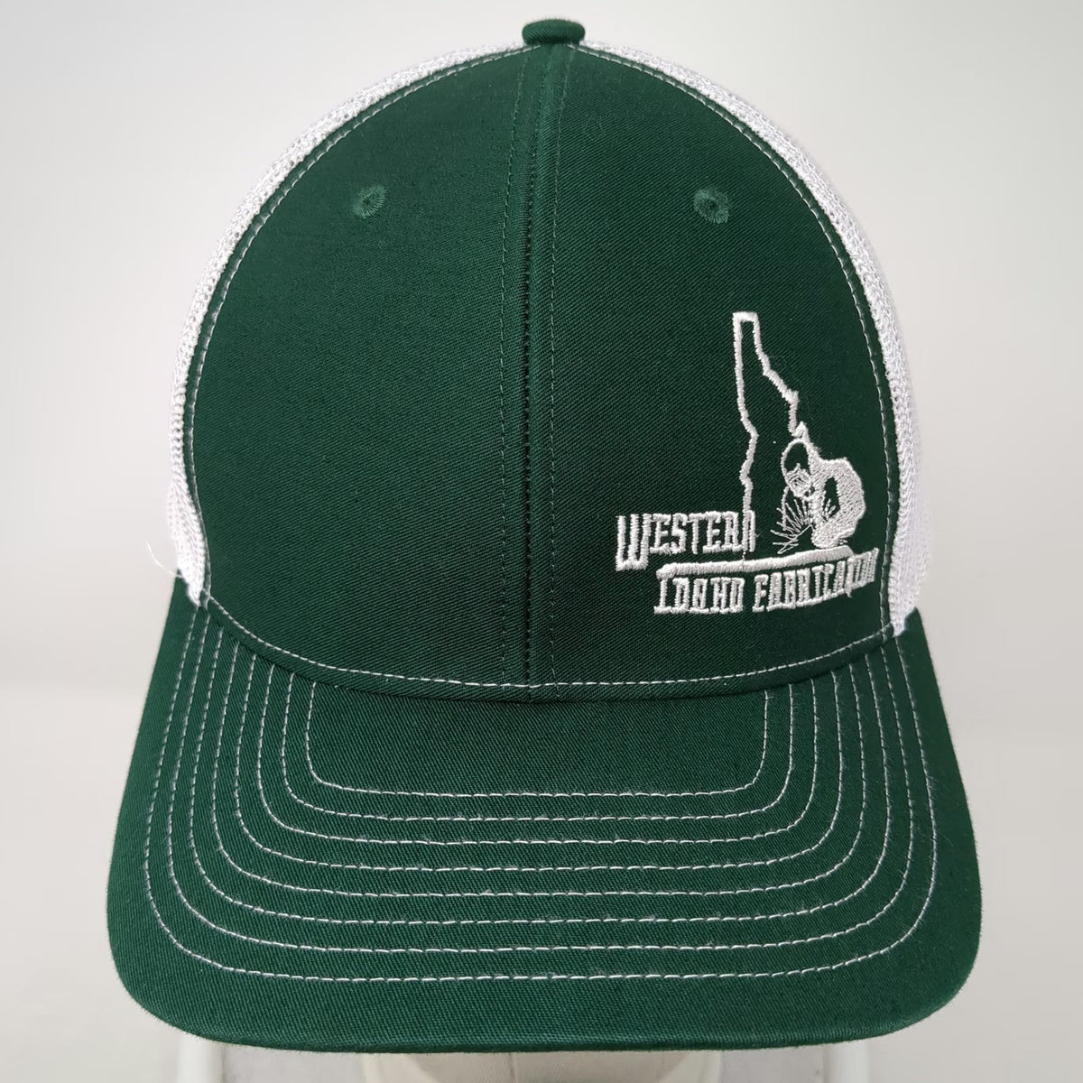 Richardson Trucker Hat Green White One Size Western Idaho Fabrication Snapback