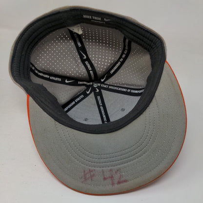 Nike True Dri Fit Fitted Mesh Back Hat Orange Gray Size S-M Embroidered A Logo