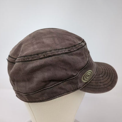Life is Good Brown Army Cap Hat One Size Stretch Fit Spiral Logo Embroidered