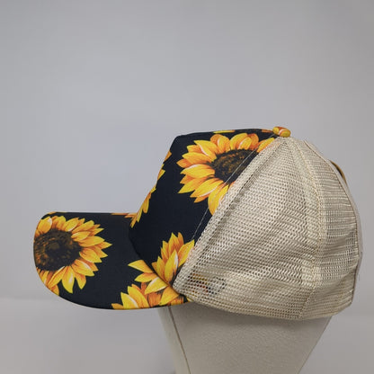 Sunflower Ponytail Trucker Hat Multicolor One Size Adjustable Mesh Back Floral