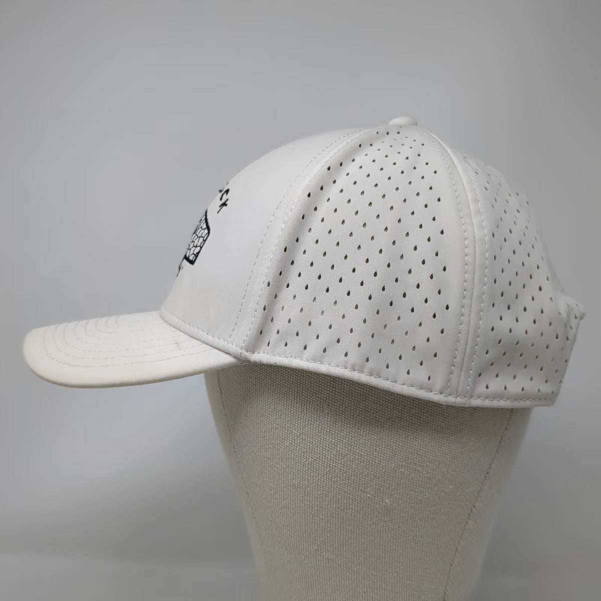 The Rock Store White Trucker Hat One Size Perforated Performance Snapback Hat