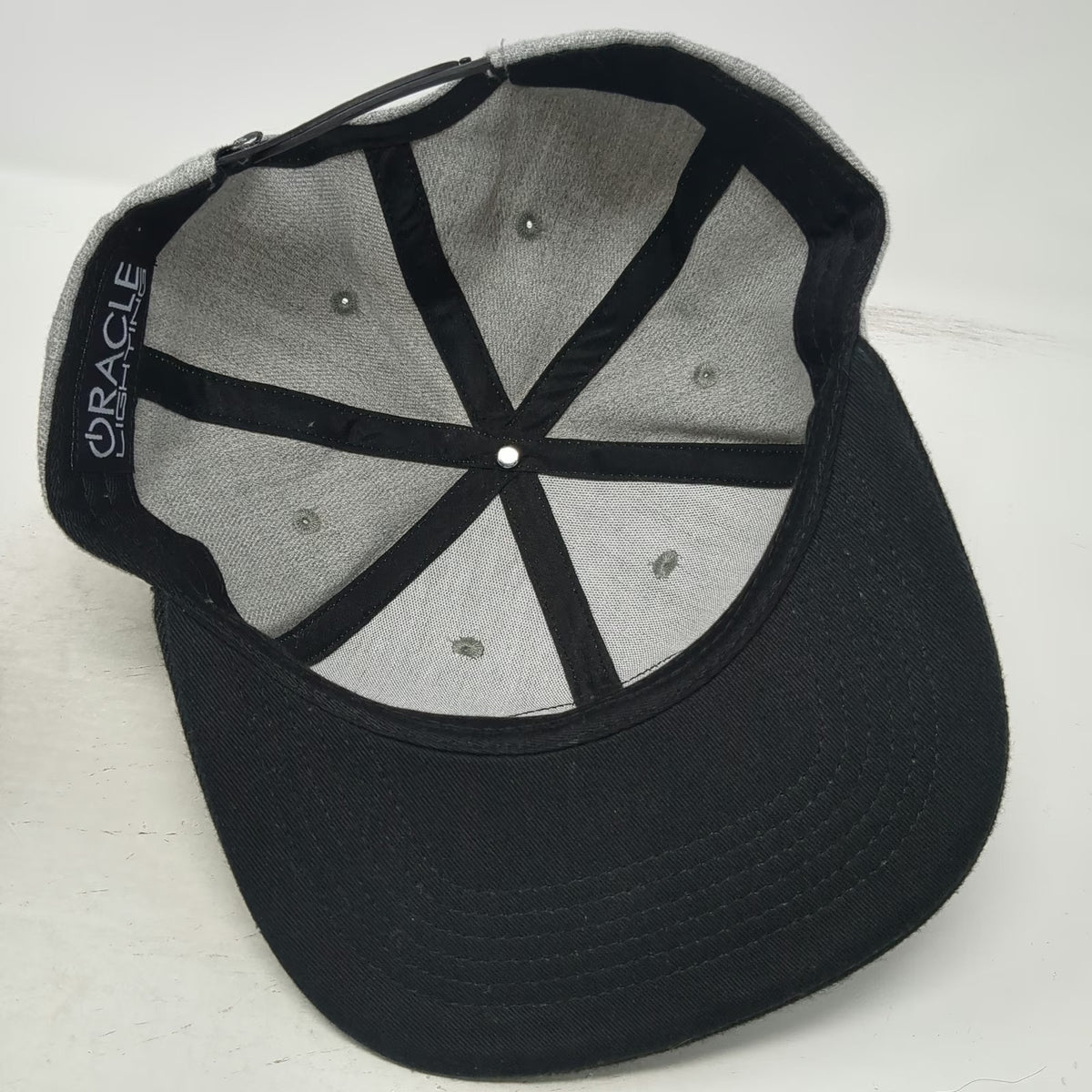 Oracle Lighting Snapback Hat Gray Black One Size Flat Brim Logo Patch Two Tone