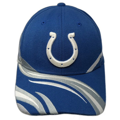 Reebok NFL Indianapolis Colts Blue White Silver Hat One Size Stretch Fit Stripes