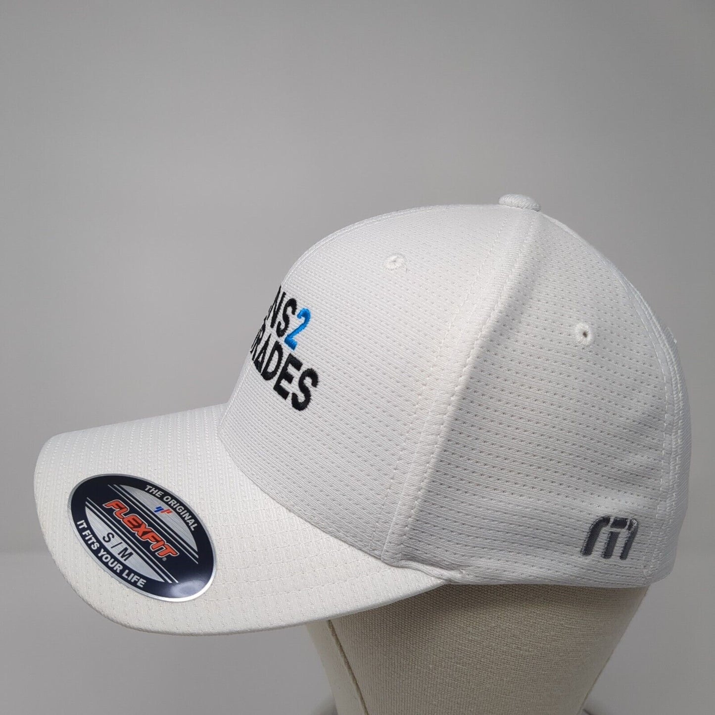 Teens 2 Trades Fitted Hat White S-M Stretch Flexfit Travis Mathew