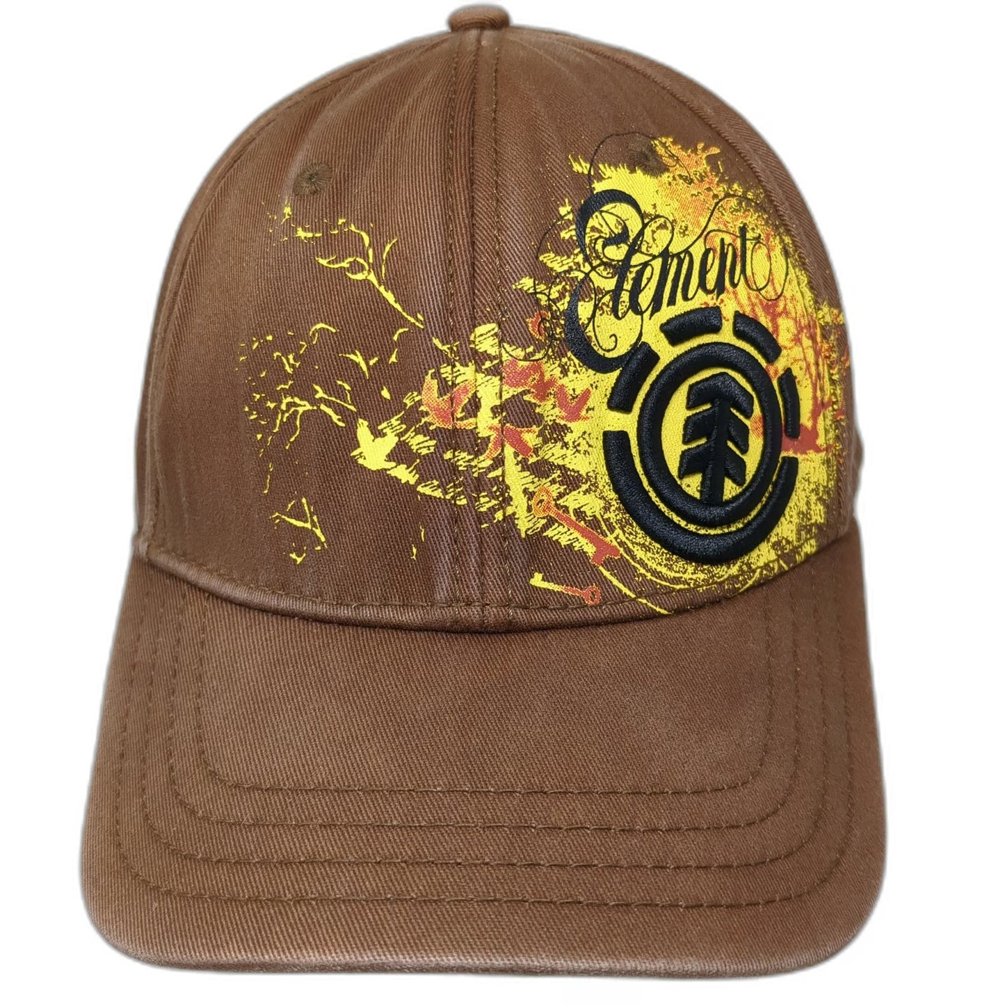 Element Baseball Cap Brown XL Embroidered Logo Distressed Graphic Flexfit Hat