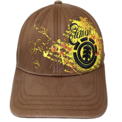Element Baseball Cap Brown XL Embroidered Logo Distressed Graphic Flexfit Hat