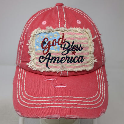 KBETHOS Baseball Cap Pink One Size God Bless America USA Cotton Frayed Edge Hat