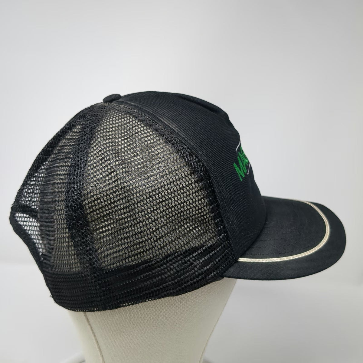 SKM Trucker Hat Black Green White One Size Magnaflux Snapback Mesh Made in USA