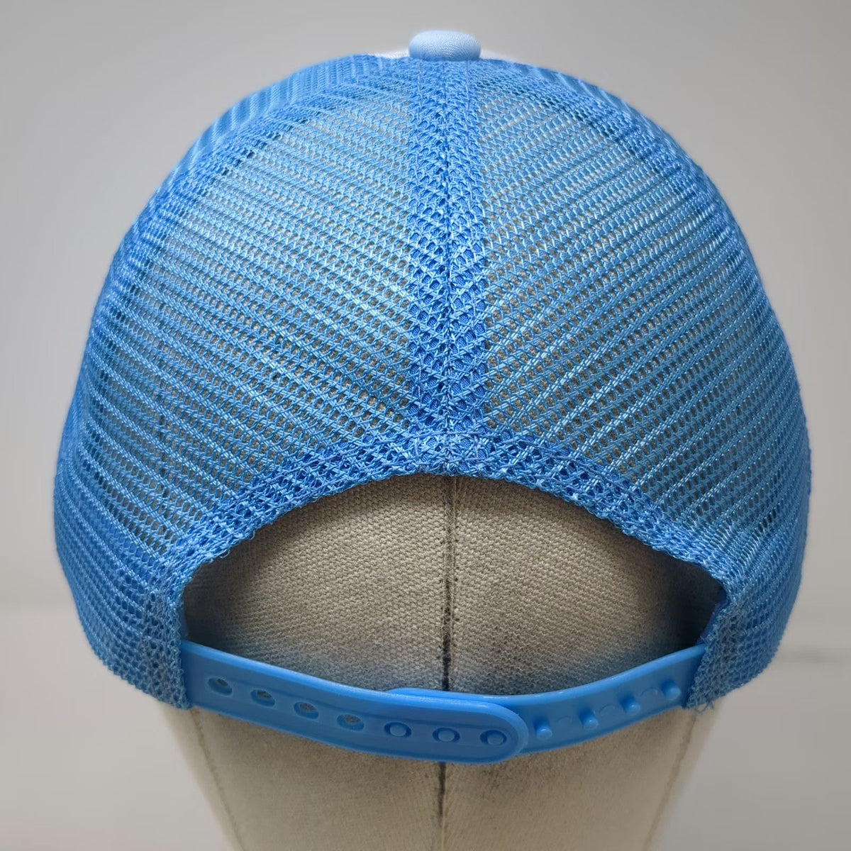 Trucker Hat Blue One Size USA Chenille Patch Gold Trim Mesh Foam Front Snapback