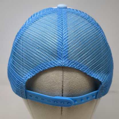 Trucker Hat Blue One Size USA Chenille Patch Gold Trim Mesh Foam Front Snapback