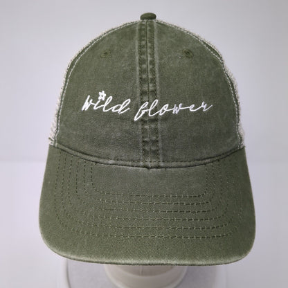 Wild Flower Slideback Trucker Hat Green One Size Adjustable Mesh Back 6 Panel