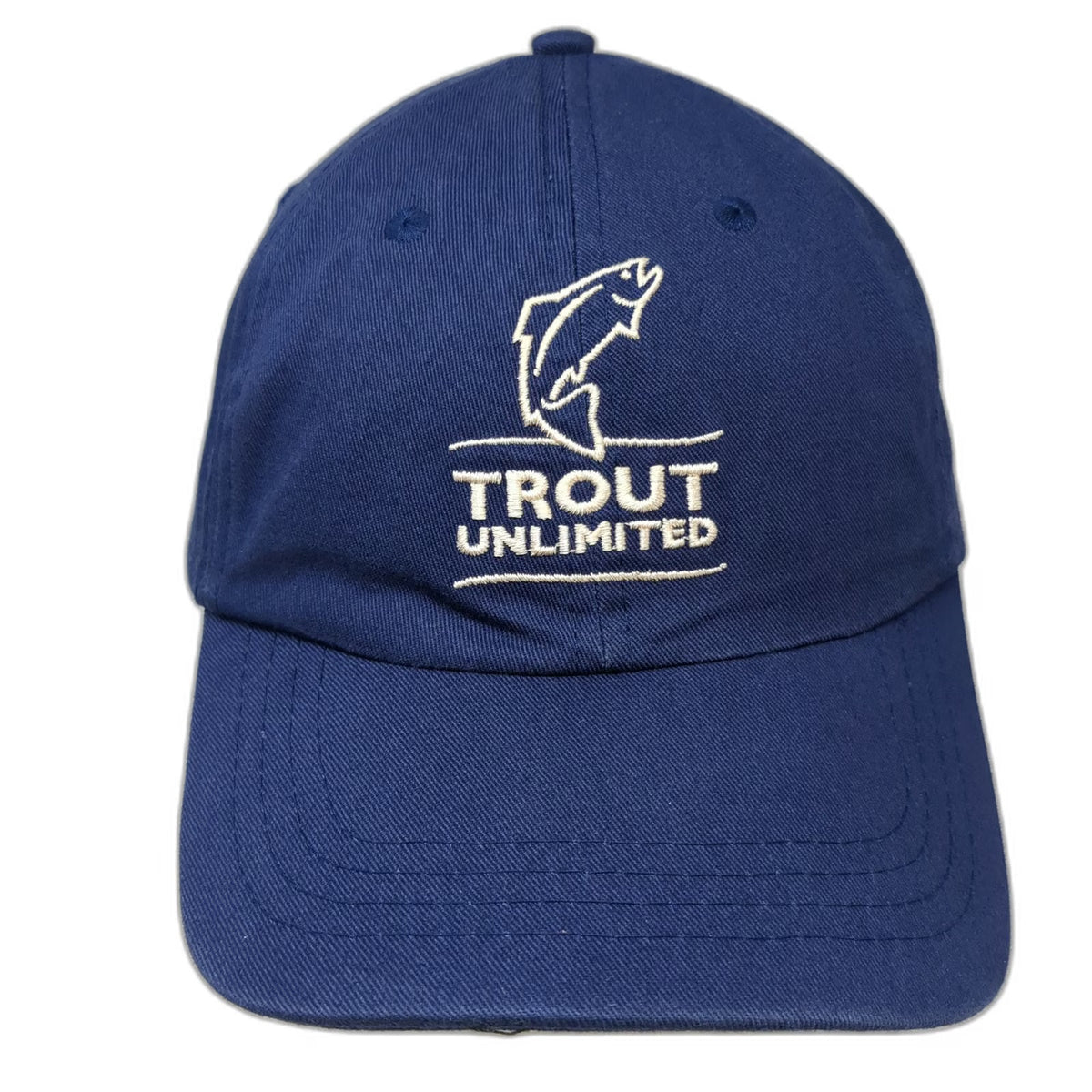 Baseball Cap Blue OSFM Trout Unlimited Embroidered Slideback Cotton Fishing Hat