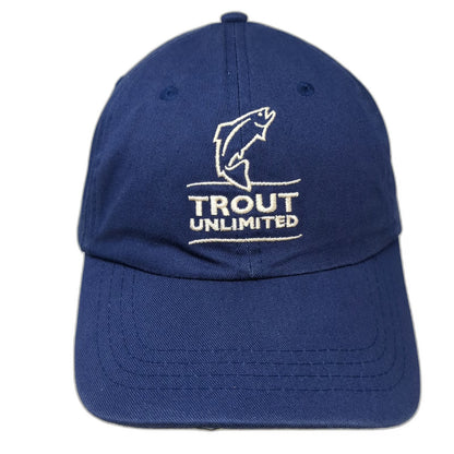 Baseball Cap Blue OSFM Trout Unlimited Embroidered Slideback Cotton Fishing Hat