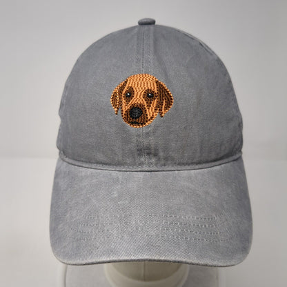 David And Young Slideback Hat Gray One Size Adjustable Embroidered Dog