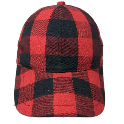 Red Black Buffalo Plaid Checkered Pattern Strapback One Size Baseball Cap Hat