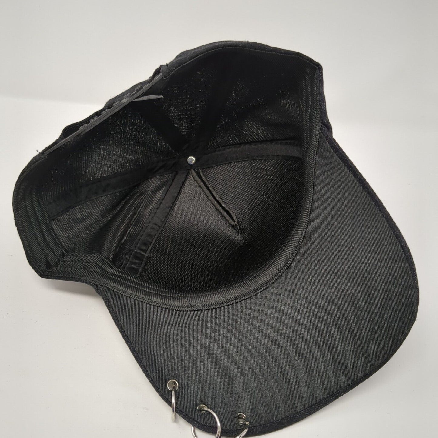 Unbranded Snapback Hat Black One Size Adjustable Metal Ring Embellished