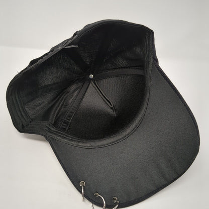 Unbranded Snapback Hat Black One Size Adjustable Metal Ring Embellished